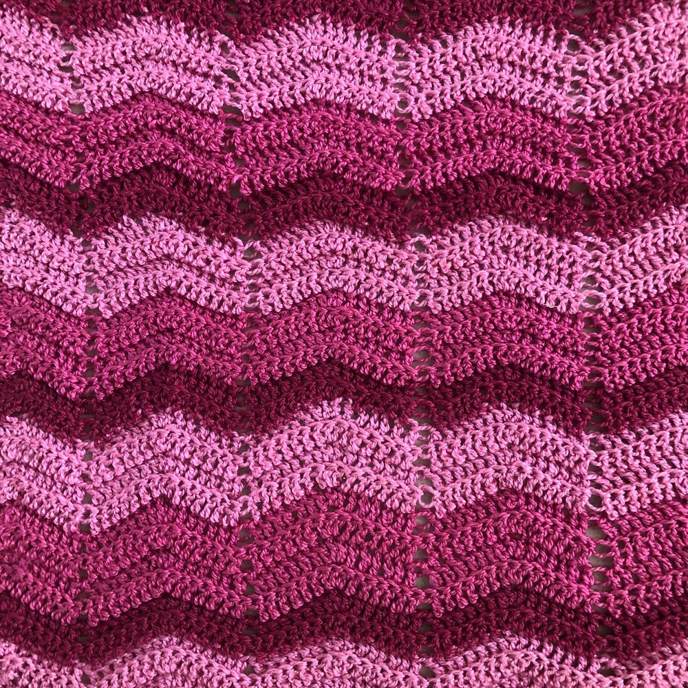 Crochet Pink Chevron Zig Zag Blanket 48” x 77”